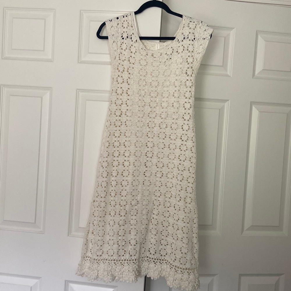 Anthropologie White Knit Dress